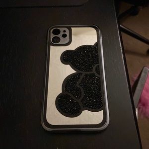 Back Mirror/Rhinestone teddy bear iPhone 11 case
